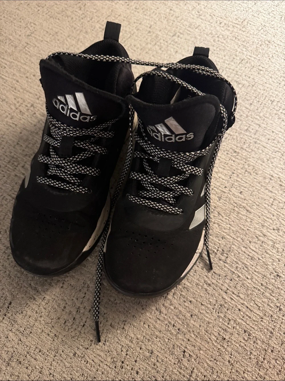 adidas Kids Black and White High-Top Sneakers - Basketball Shoes